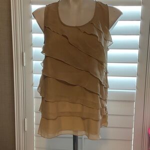 Elegant Layered Sleeveless Top in Tan